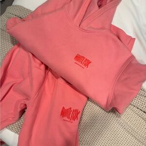 White Fox Pink sweatshirt and Sweatpants Set